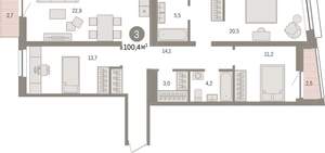 3-к квартира, вторичка, 100м2, 9/10 этаж
