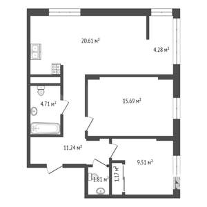 2-к квартира, вторичка, 69м2, 4/9 этаж