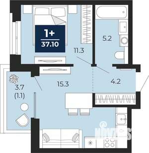 1-к квартира, сданный дом, 40м2, 15/16 этаж