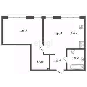 2-к квартира, вторичка, 54м2, 31/31 этаж