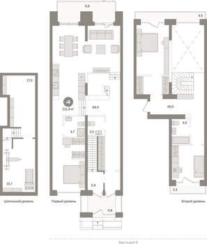 4-к квартира, вторичка, 212м2, 1/8 этаж