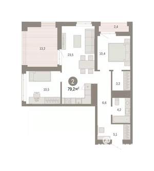 2-к квартира, вторичка, 79м2, 15/25 этаж