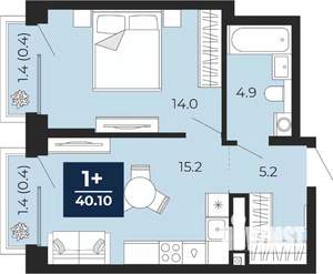 1-к квартира, вторичка, 40м2, 4/16 этаж