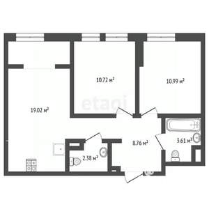 2-к квартира, вторичка, 55м2, 15/16 этаж