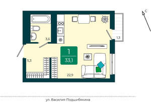 Студия квартира, вторичка, 33м2, 3/17 этаж