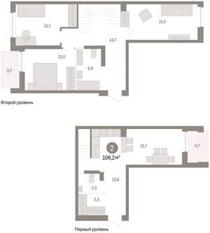 2-к квартира, вторичка, 106м2, 2/7 этаж