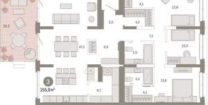 3-к квартира, вторичка, 156м2, 2/11 этаж