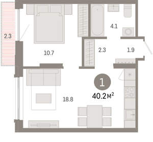 1-к квартира, вторичка, 40м2, 4/8 этаж