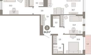 3-к квартира, вторичка, 84м2, 4/17 этаж