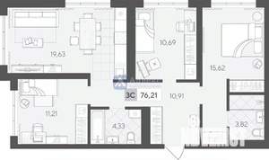 3-к квартира, вторичка, 76м2, 5/17 этаж