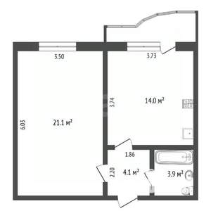 1-к квартира, вторичка, 42м2, 2/10 этаж