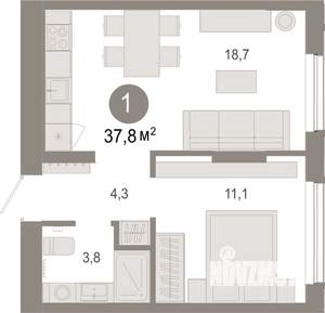 1-к квартира, вторичка, 38м2, 2/7 этаж