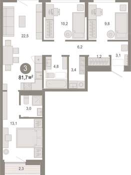 3-к квартира, вторичка, 82м2, 4/17 этаж