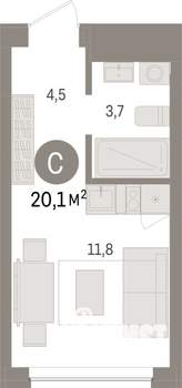 Студия квартира, вторичка, 20м2, 5/7 этаж