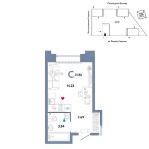 Студия квартира, вторичка, 22м2, 26/31 этаж