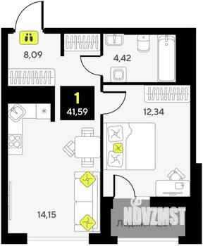 1-к квартира, вторичка, 42м2, 4/10 этаж