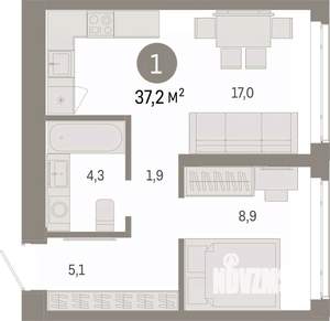 1-к квартира, вторичка, 37м2, 4/25 этаж