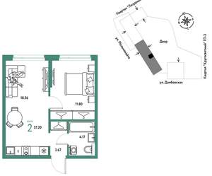 2-к квартира, вторичка, 37м2, 3/16 этаж