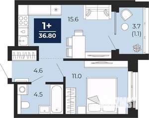 1-к квартира, вторичка, 37м2, 8/16 этаж