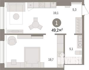 1-к квартира, вторичка, 49м2, 4/17 этаж