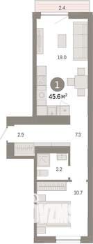 1-к квартира, вторичка, 46м2, 6/8 этаж