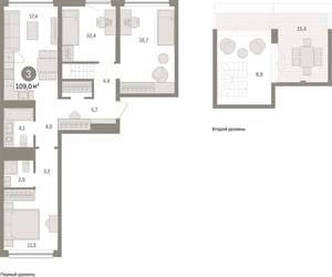 3-к квартира, вторичка, 109м2, 7/9 этаж