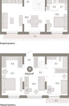 4-к квартира, вторичка, 114м2, 6/17 этаж