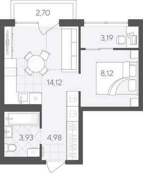 1-к квартира, вторичка, 37м2, 6/9 этаж