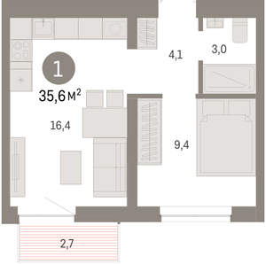 1-к квартира, вторичка, 36м2, 7/10 этаж