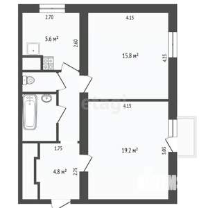 2-к квартира, вторичка, 61м2, 1/2 этаж