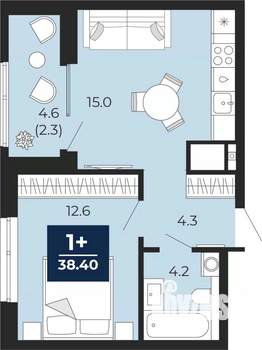1-к квартира, вторичка, 38м2, 24/25 этаж