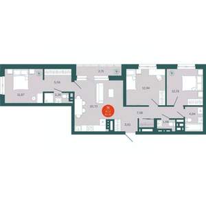 3-к квартира, вторичка, 81м2, 15/19 этаж