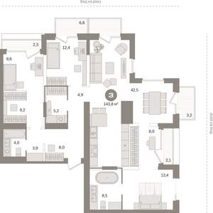 3-к квартира, вторичка, 144м2, 24/25 этаж