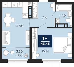 1-к квартира, вторичка, 42м2, 10/21 этаж