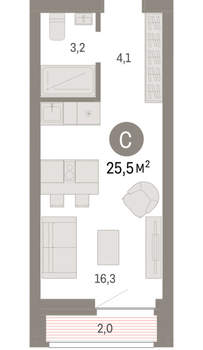 Студия квартира, вторичка, 26м2, 7/10 этаж