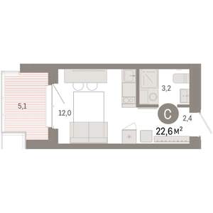 Студия квартира, вторичка, 23м2, 7/11 этаж