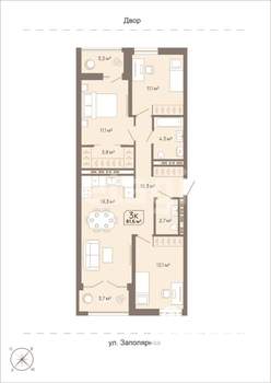 3-к квартира, вторичка, 82м2, 5/15 этаж