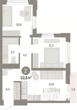 2-к квартира, вторичка, 54м2, 20/25 этаж