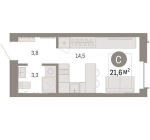 Студия квартира, вторичка, 22м2, 6/16 этаж