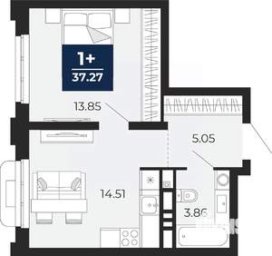 1-к квартира, вторичка, 37м2, 10/24 этаж