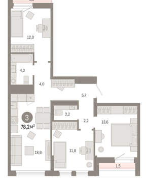 3-к квартира, вторичка, 78м2, 9/17 этаж