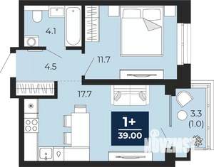 1-к квартира, сданный дом, 41м2, 10/14 этаж