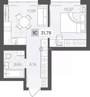 1-к квартира, вторичка, 32м2, 17/17 этаж