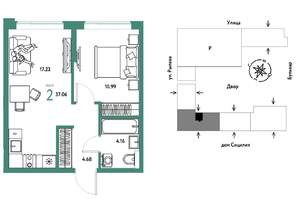 2-к квартира, вторичка, 37м2, 12/24 этаж