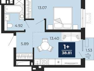 1-к квартира, вторичка, 39м2, 5/24 этаж