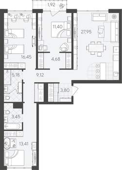3-к квартира, вторичка, 98м2, 4/17 этаж