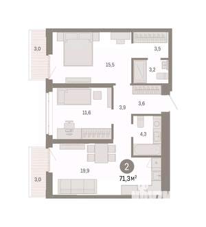 2-к квартира, вторичка, 71м2, 9/25 этаж