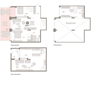 2-к квартира, вторичка, 189м2, 1/8 этаж