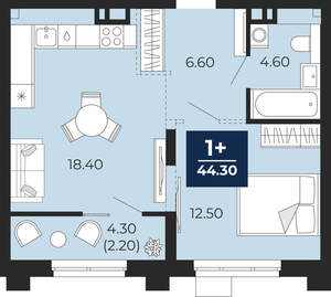 1-к квартира, вторичка, 44м2, 7/24 этаж