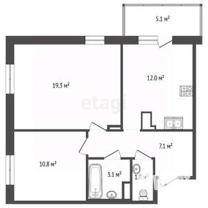 2-к квартира, вторичка, 55м2, 10/25 этаж
